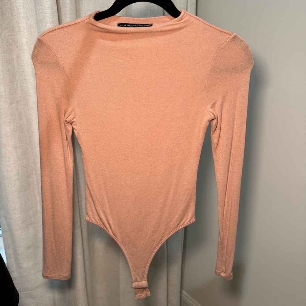 Naked Wardrobe Peach Long Sleeve Bodysuit